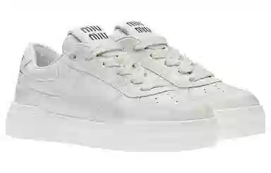 Miu Miu Leather Low-Top Sneakers White