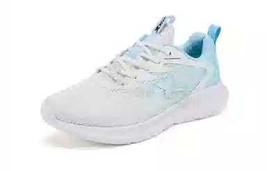 特步 轻便减震耐磨 低帮 跑步鞋 男款 白蓝