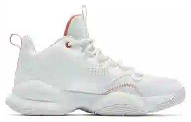 乔丹 防滑耐磨透气 中帮 篮球鞋 女款 象牙白