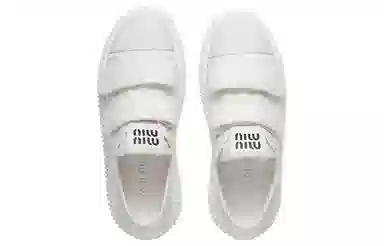 Miu Miu Denim Velcro Sneakers White