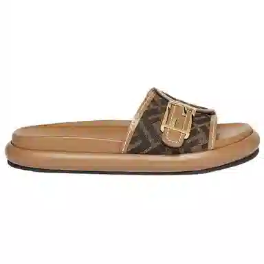 Fendi Baguette Slides Brown