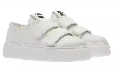 Miu Miu Denim Velcro Sneakers White
