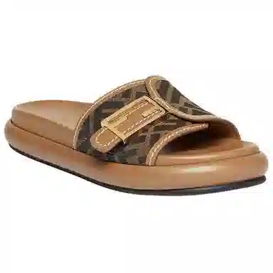 Fendi Baguette Slides Brown