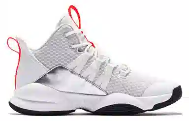 乔丹 减震防滑耐磨 高帮 篮球鞋 男款 银白橙