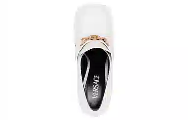 Versace Leather Slip-On Heels White