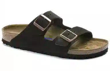 Birkenstock Mocha Suede Double Buckle Slides