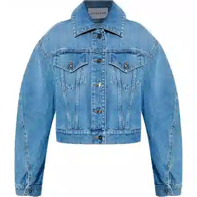 纪梵希 翻盖胸袋宽松长袖牛仔外套 女款 蓝色