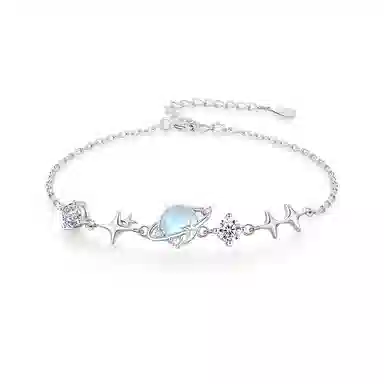 【S925纯银】 七七银饰 冥王星与卡戎 时尚优雅精致 浪漫轻奢高级 清冷小众氛围感 日常通勤百搭 好运 琉璃 手链 男女同款情侣款