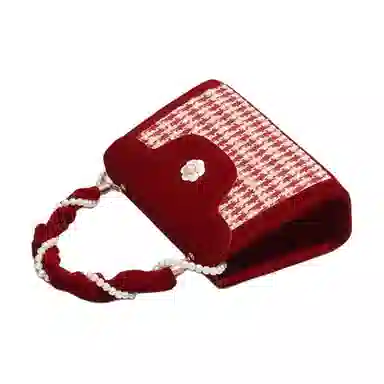 VIHUS Chain Houndstooth PU Shoulder Bag Red