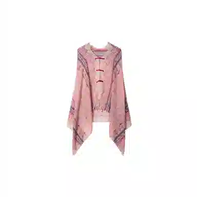 艾佳微 高级感外披复古民族风防晒盘扣罩衫百搭沙滩巾 披肩 男女同款情侣款