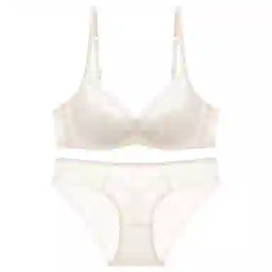 潞优野 纯欲薄杯蕾丝大胸显小防下垂性感内衣裤套装 女款