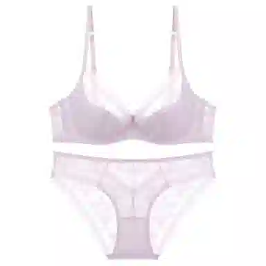 潞优野 纯欲薄杯蕾丝大胸显小防下垂性感内衣裤套装 女款