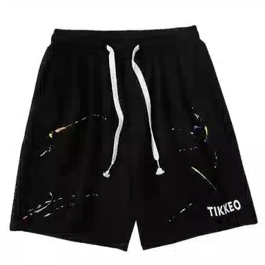 沐诚阳译 夏季复古泼墨运动男潮牌街头宽松百搭情侣五分裤休闲短裤 男款