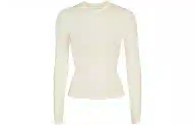 SKIMS Cotton Jersey Long Sleeve Tee Bone