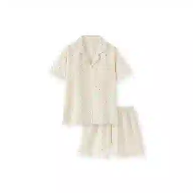 顶瓜瓜 舒适云朵棉开衫翻领甜美少女短袖短裤女士家居服睡衣套装 女款