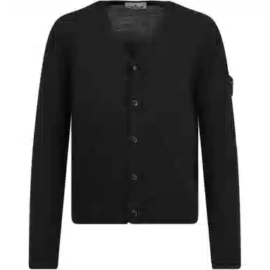 Stone Island V-Neck Knit Sweater Black