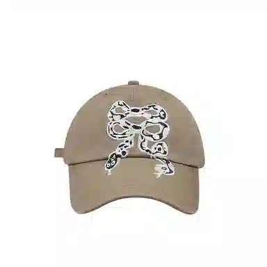 艾佳微 韩国小众蛇形蝴蝶结刺绣防晒百搭 棉 鸭舌帽 男女同款情侣款