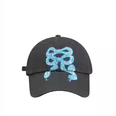 艾佳微 韩国小众蛇形蝴蝶结刺绣防晒百搭 棉 鸭舌帽 男女同款情侣款