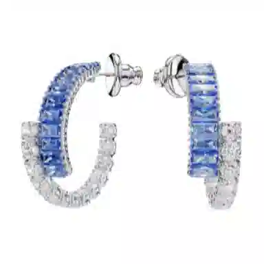 Swarovski Mixed Design Rhodium Plated Earrings Blue