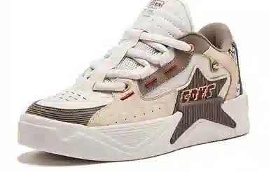 鸿星尔克 织物 电池熊猫 星耀 厚底 包裹性防滑减震耐磨 低帮 板鞋 男款 米灰