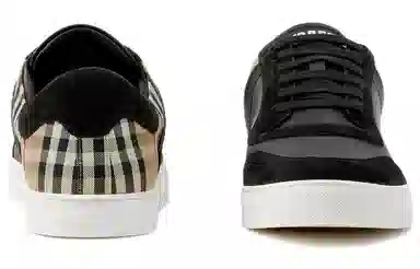 Burberry Round Toe Low Lace-Up Sneakers Black