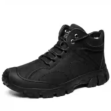 法派 二层牛皮 保暖时尚舒适 短筒 户外靴 男款 黑色