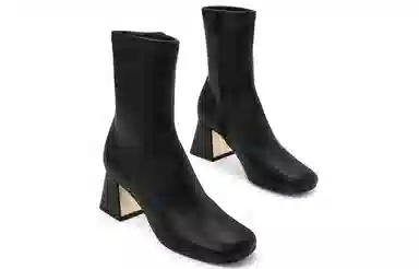 CHARLES&KEITH PU Square Toe Ankle Boots