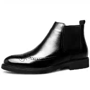 法派 头层牛皮 英伦 加绒舒适 百搭防滑 时尚耐磨 中筒 切尔西靴 男款