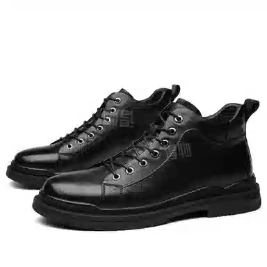 法派 头层牛皮 简约休闲 中筒 户外靴 男款 黑色