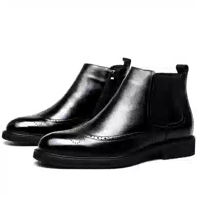 法派 头层牛皮 英伦 加绒舒适 百搭防滑 时尚耐磨 中筒 切尔西靴 男款