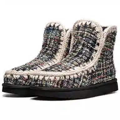AU&MU Knit Pattern Snow Boots