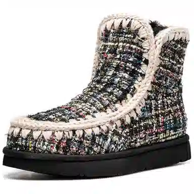 AU&MU Knit Pattern Snow Boots