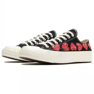 CDG Play x Converse Low Black White Red
