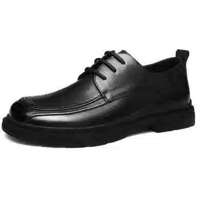 法派 头层牛皮 纯色简约舒适气质通勤商务轻便 休闲鞋 男款 黑色