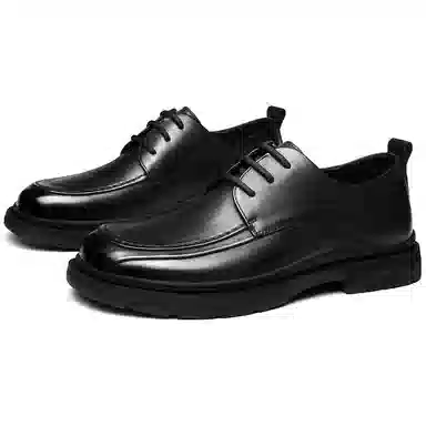 法派 头层牛皮 纯色简约舒适气质通勤商务轻便 休闲鞋 男款 黑色