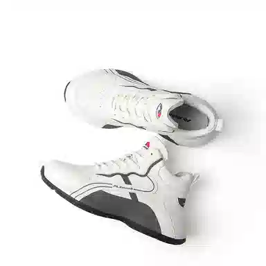 哥仑步 头层牛皮 厚底舒适 高帮 生活休闲鞋 男款 白灰