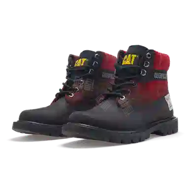 HarrisTweed x CAT Outdoor Work Boot Red Black