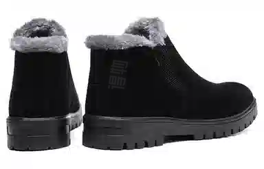 正泰 织物 加绒加棉潮流保暖加厚套脚防滑 短靴 男款 黑色