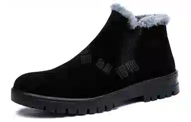 正泰 织物 加绒加棉潮流保暖加厚套脚防滑 短靴 男款 黑色