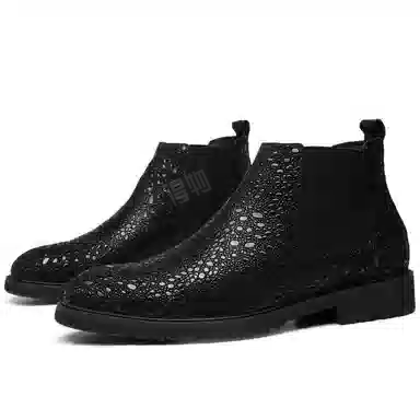 法派 冰点纹 一脚蹬 舒适百搭 短筒 切尔西靴 男款 黑色