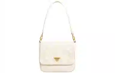 妙迪 简约褶皱百搭设计感 牛皮 单肩包 女款 奶油白