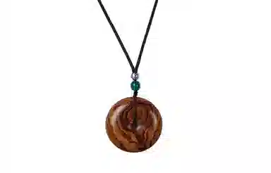 檀欣 【收藏级】 新中式 有钱发海南木雕海黄平安扣项坠#好运 高级文玩红木手把件毛衣挂件礼 花梨木 木作项链 男女同款情侣款