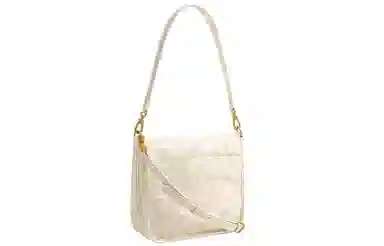 妙迪 简约褶皱百搭设计感 牛皮 单肩包 女款 奶油白