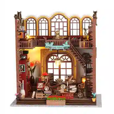 格薇拉 创意玩具木质制作魔法书屋立体拼图小屋 拼装模型
