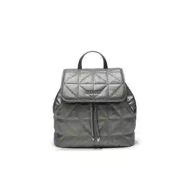 西木汀 眷念 小众设计高级感学院风百搭休闲通勤 牛皮 双肩包 大号 女款 深邃黑/古银色