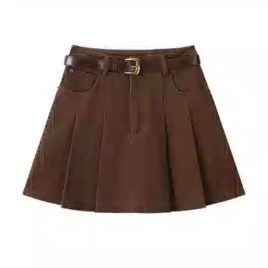 如续 复古腰带小众高腰休闲短裙 女款