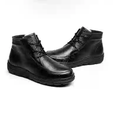 果洛菲 牛皮 防水加绒加厚保暖 短靴 女款 黑色