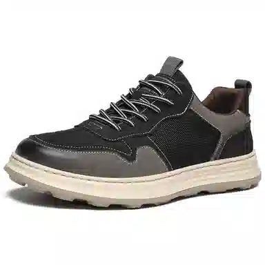 法派 二层牛皮 圆头 系带 轻便 舒适 百搭 减震耐磨 低帮 生活休闲鞋 男款