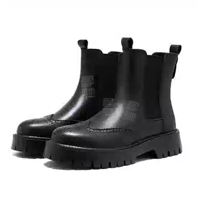 卡奇奥蒂 英伦布洛克 减震厚底 短筒 切尔西靴 男款 黑色