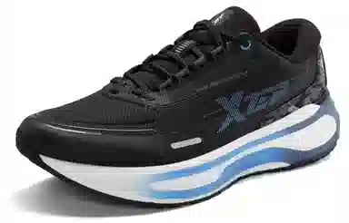 特步 舒适日常减震耐磨 低帮跑步鞋 男款 黑蓝